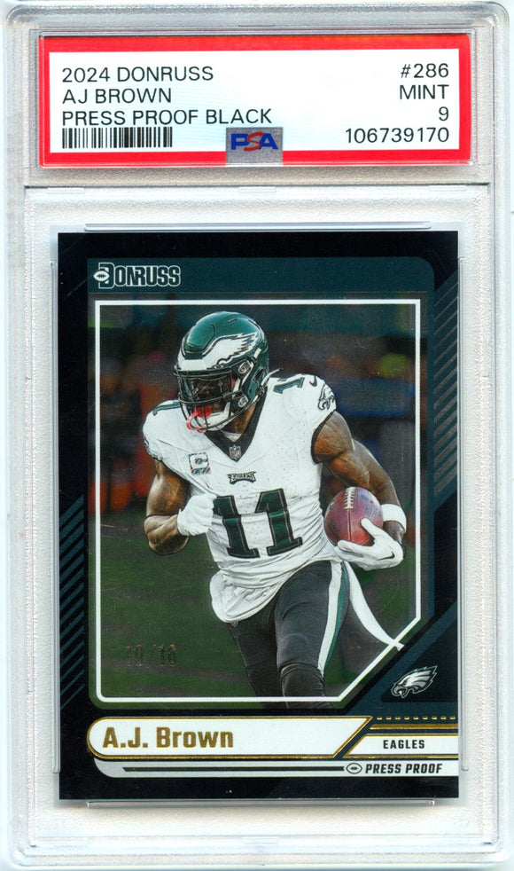 Product Aj Brown 2024 Donruss Black Press Proof SP 10/10 PSA 9 Link