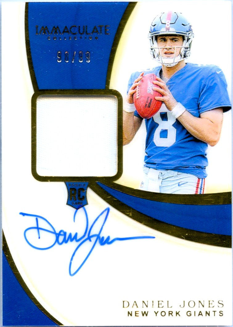 Daniel Jones RC 2019 Immaculate Rookie Jersey Patch Auto SP 98/99-1