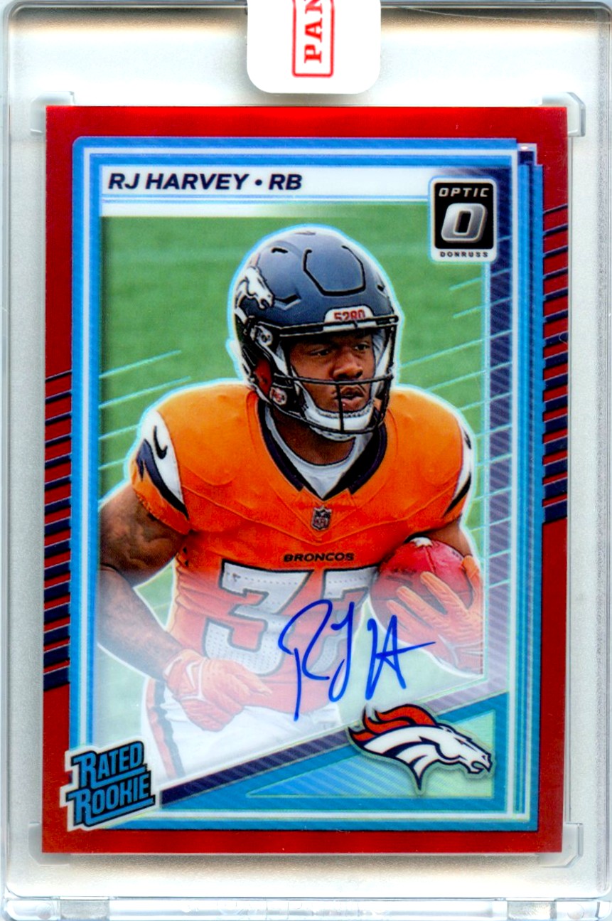 Rj Harvey RC 2025 Donruss Optic Red Prizm Rated Rookie Auto SP 50/99