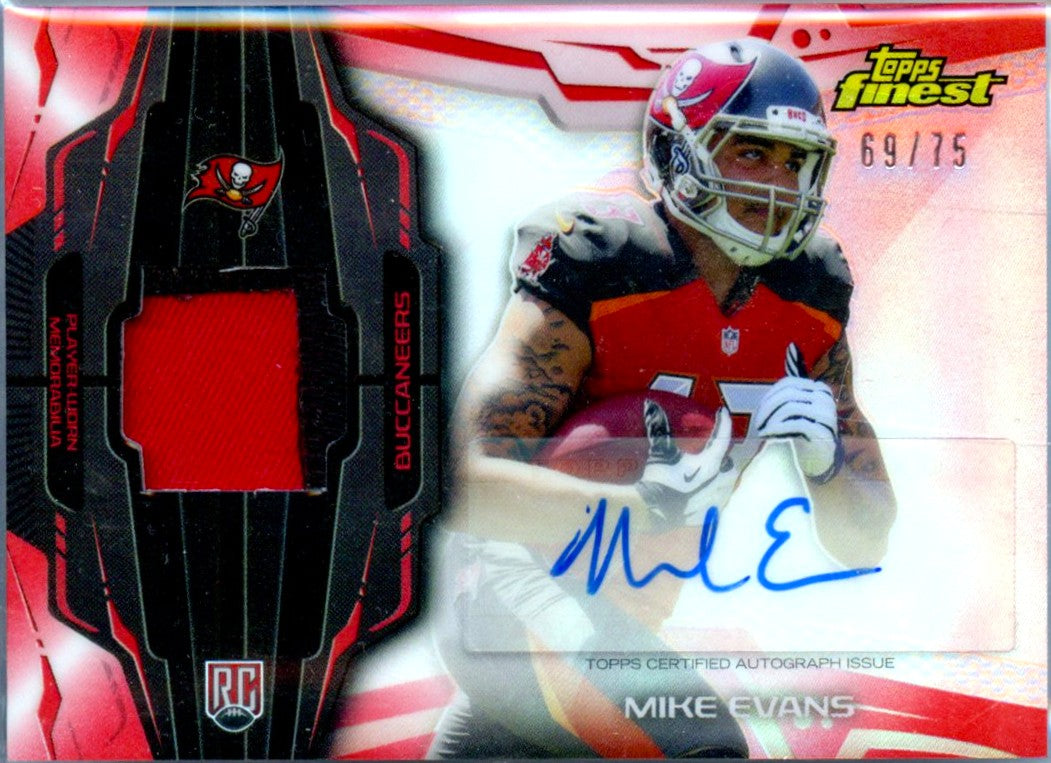 Mike Evans RC 2014 Topps Finest Red Refractor Rookie Patch Auto SP 69/75