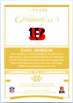 Chad Johnson 2021 Flawless Holo Gold Jersey Patch On Card Auto SP 18/25-2