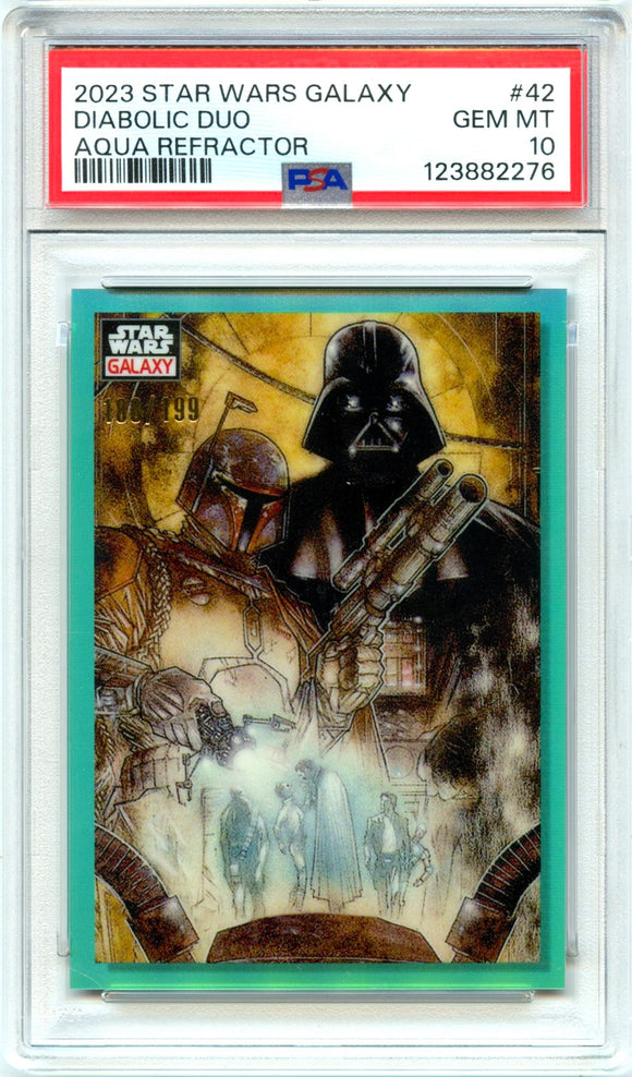 Product Darth Vader Boba Fett 2023 Topps Star Wars Galaxy Aqua Refractor Diabolic Duo SP 188/199 PSA 10 Link