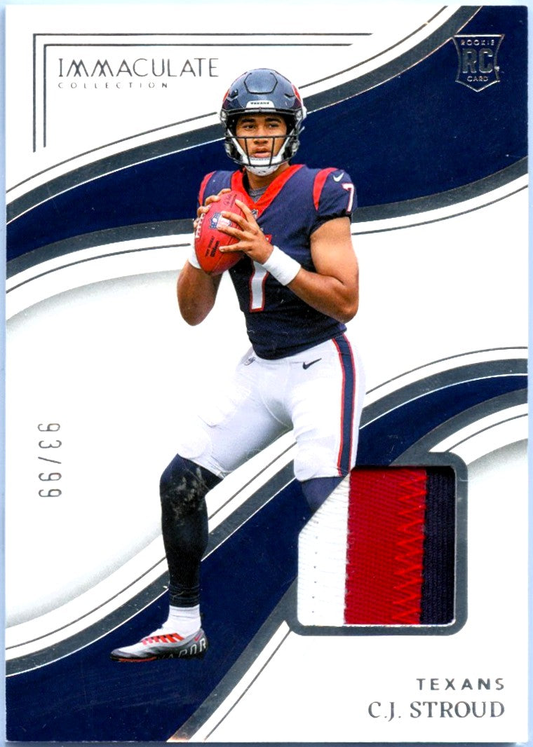 Cj Stroud RC 2023 Immaculate Rookie Jersey Patch SP 93/99-1