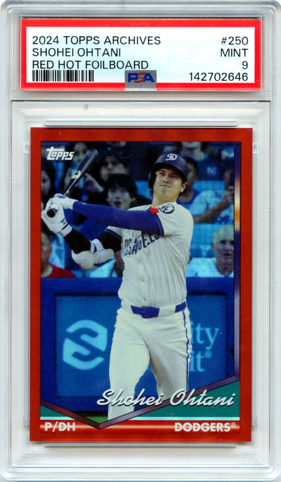 Shohei Ohtani 2024 Topps Archives Red Hot Foilboard SP 15/50 PSA 9-1