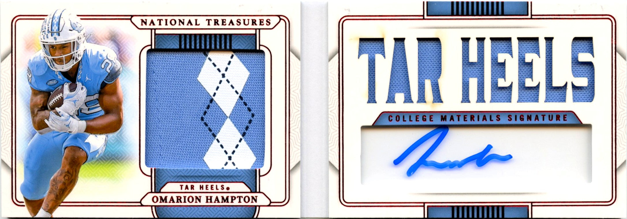 Omarion Hampton RC 2025 National Treasures Colleigate Red Booklet Rookie Patch Auto SP 1/11