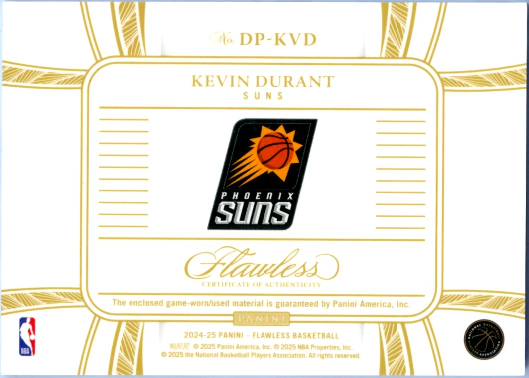Kevin Durant 2024-25 Flawless Game Used Jersey Patch SP 11/25