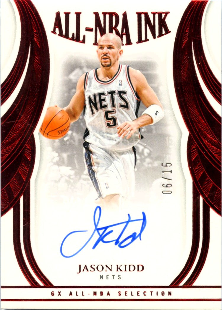 Jason Kidd 2024-25 Flawless Red All-NBA Ink On Card Auto SP 6/15