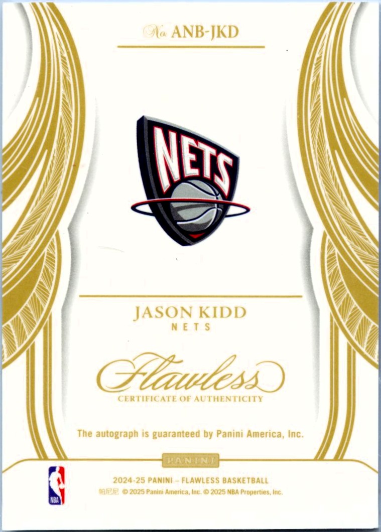 Jason Kidd 2024-25 Flawless Red All-NBA Ink On Card Auto SP 6/15