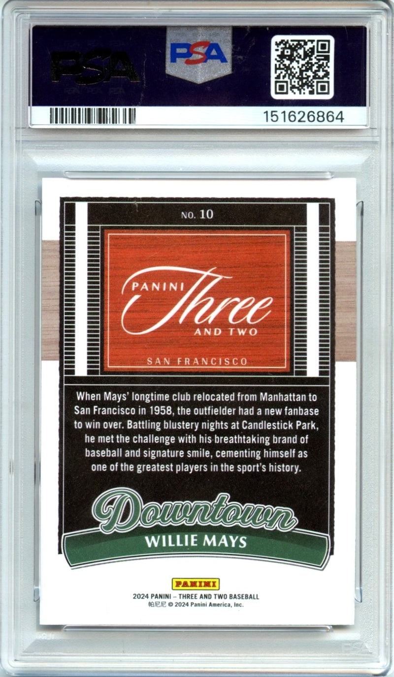Willie Mays 2024 Panini Three And Two Downtown Case Hit SSP #10 PSA 10-2