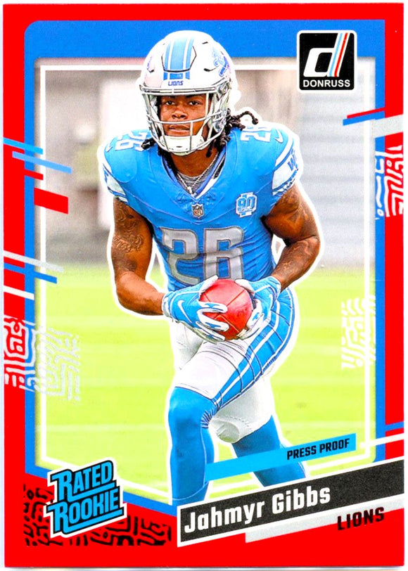 Jahmyr Gibbs RC 2023 Donruss Red Press Proof Rated Rookie #331