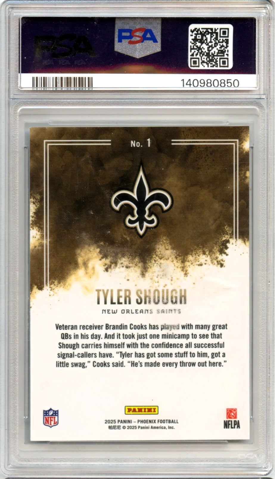Tyler Shough RC 2025 Panini Phoenix Color Blast Rookie Case Hit SSP #1 PSA 10-2
