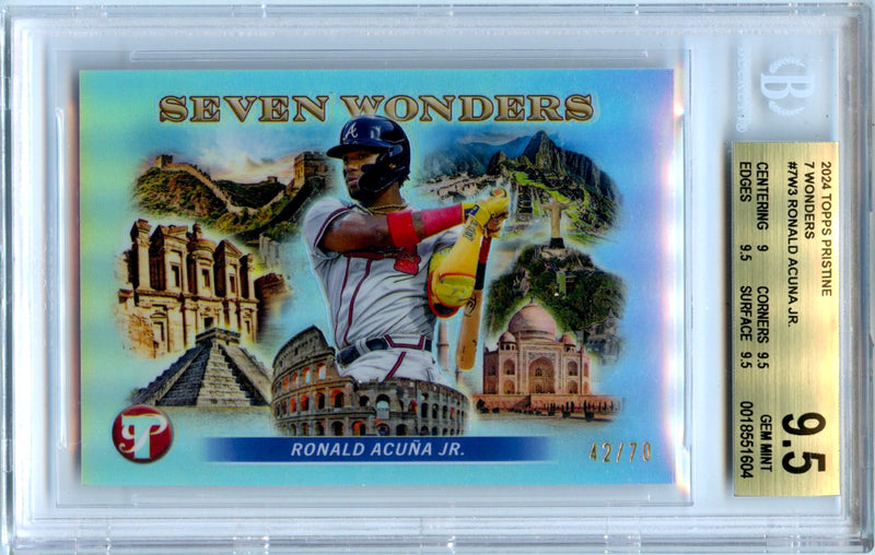 Ronald Acuna Jr 2024 Topps Pristine 7 Wonders SP 42/70 BGS 9.5-1