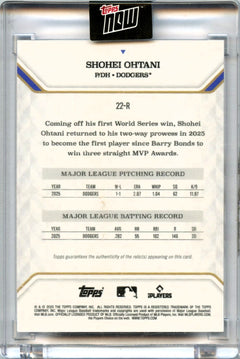 Shohei Ohtani 2025 Topps Now Purple Game Used Patch Auto SP 61/75-2
