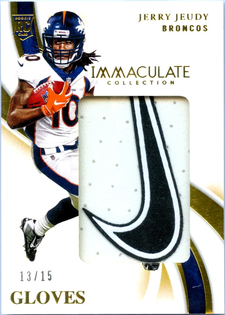 Jerry Jeudy RC 2020 Immaculate Gold Gloves Rookie Nike Swoosh Patch SP 13/15