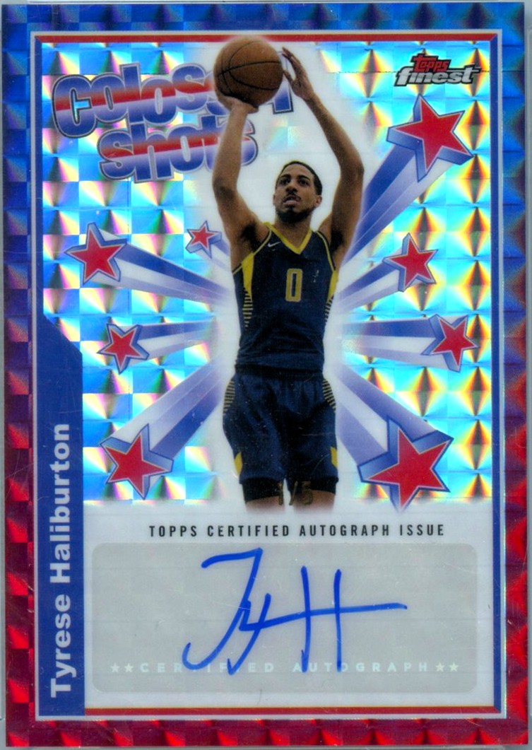 Tyrese Haliburton 2024-25 Topps Finest Red Geometric Colossal Shots Auto SP 1/5-1
