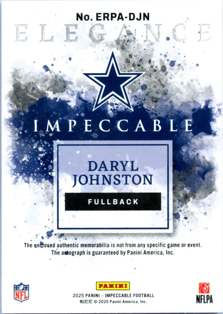 Daryl Johnston 2025 Impeccable Elegance Jersey Patch Auto SP 43/75