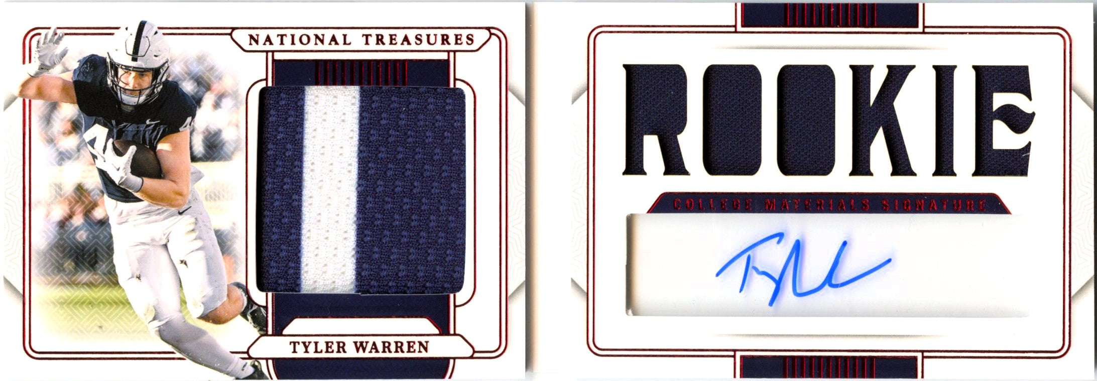 Tyler Warren RC 2025 National Treasures Collegiate Red Booklet Rookie Patch Auto SP 8/11