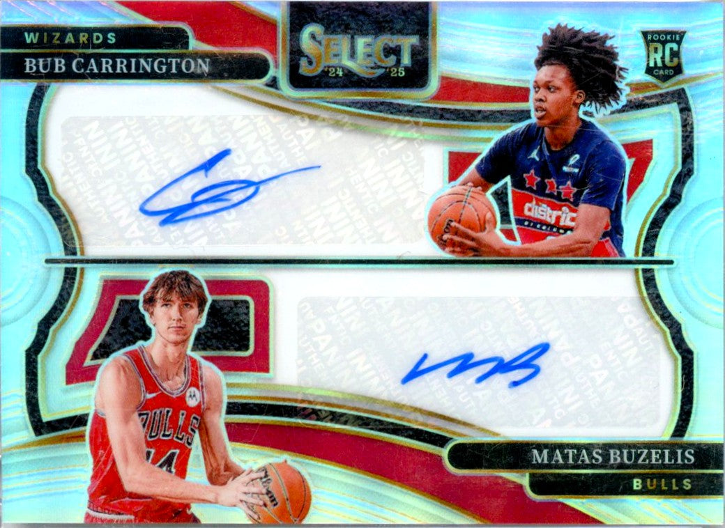Bub Carrington Matas Buzelis RC 2024-25 Panini Select Silver Dual Rookie Auto SP 41/49-1