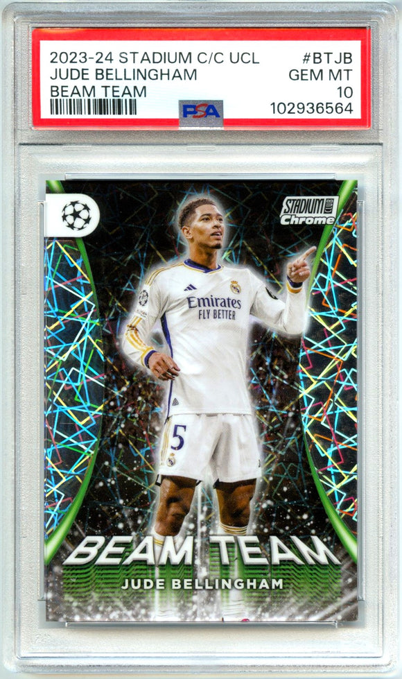 Product Jude Bellingham 2023-24 Topps Chrome Stadium Club Champions League Beam Team PSA 10 Link