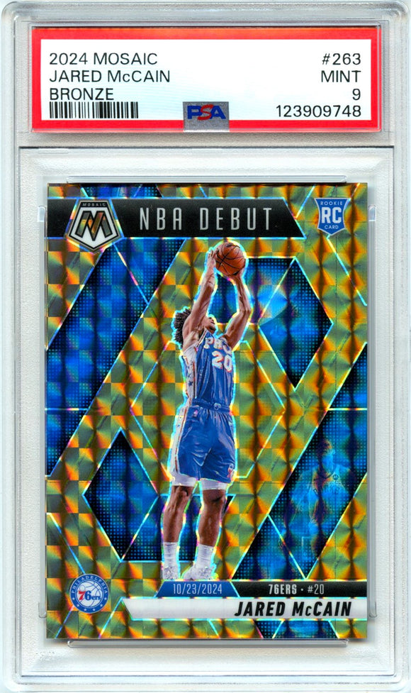 Product Jared Mccain RC 2024 Panini Mosaic Bronze Rookie SP 48/75 PSA 9 Link