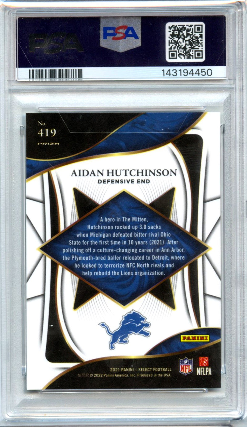 Aidan Hutchinson RC 2021 Panini Select XRC 2022 Rookie #419 PSA 10-2