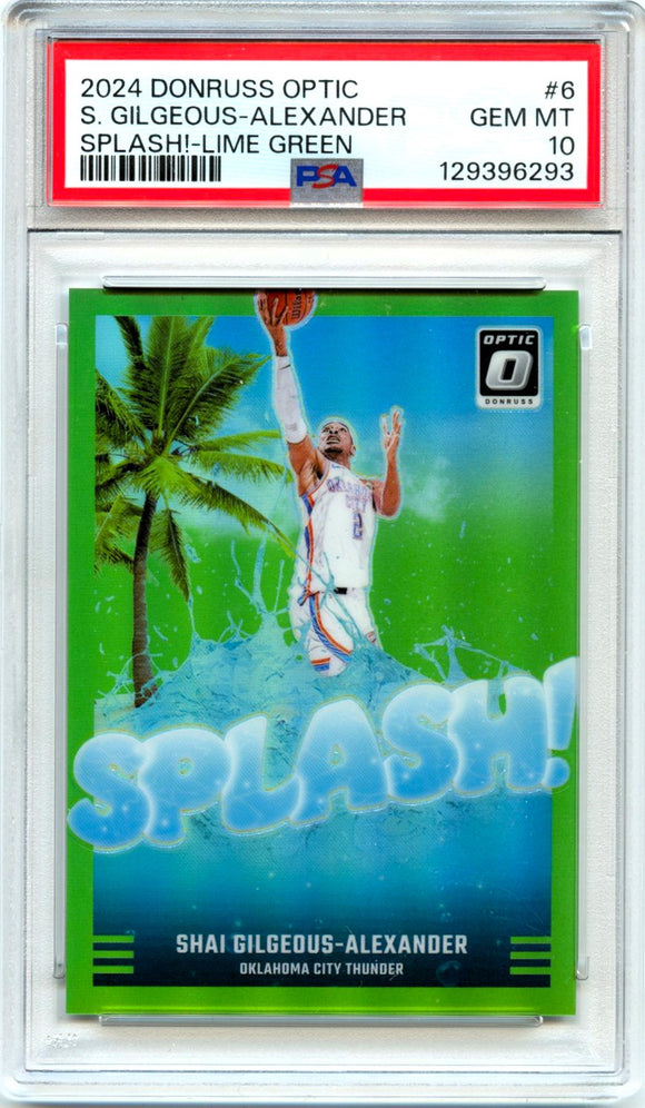 Product Shai Gilgeous-Alexander 2024-25 Donruss Optic Lime Green Splash! SP 154/199 PSA 10 Link