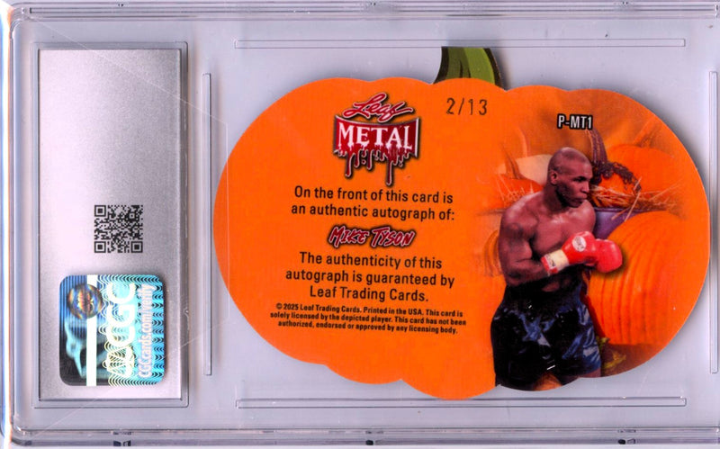 Mike Tyson 2025 Leaf Metal Halloween Pumpkin Super Prismatic Gold Auto SP 2/13 CGC 9-2