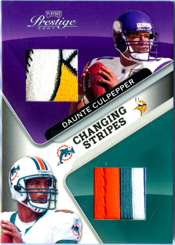 Product Daunte Culpepper 2007 Playoff Prestige Changing Stripes Game Used Dual Patch SP 15/25 Link