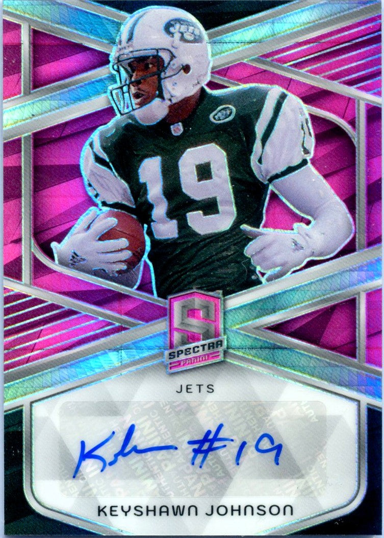 Keyshawn Johnson 2024 Panini Spectra Neon Pink Auto SP 14/15