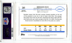 Brenden Rice RC 2024 Topps Chrome Sapphire Padparadscha Rookie SP 1/1 PSA 8-2