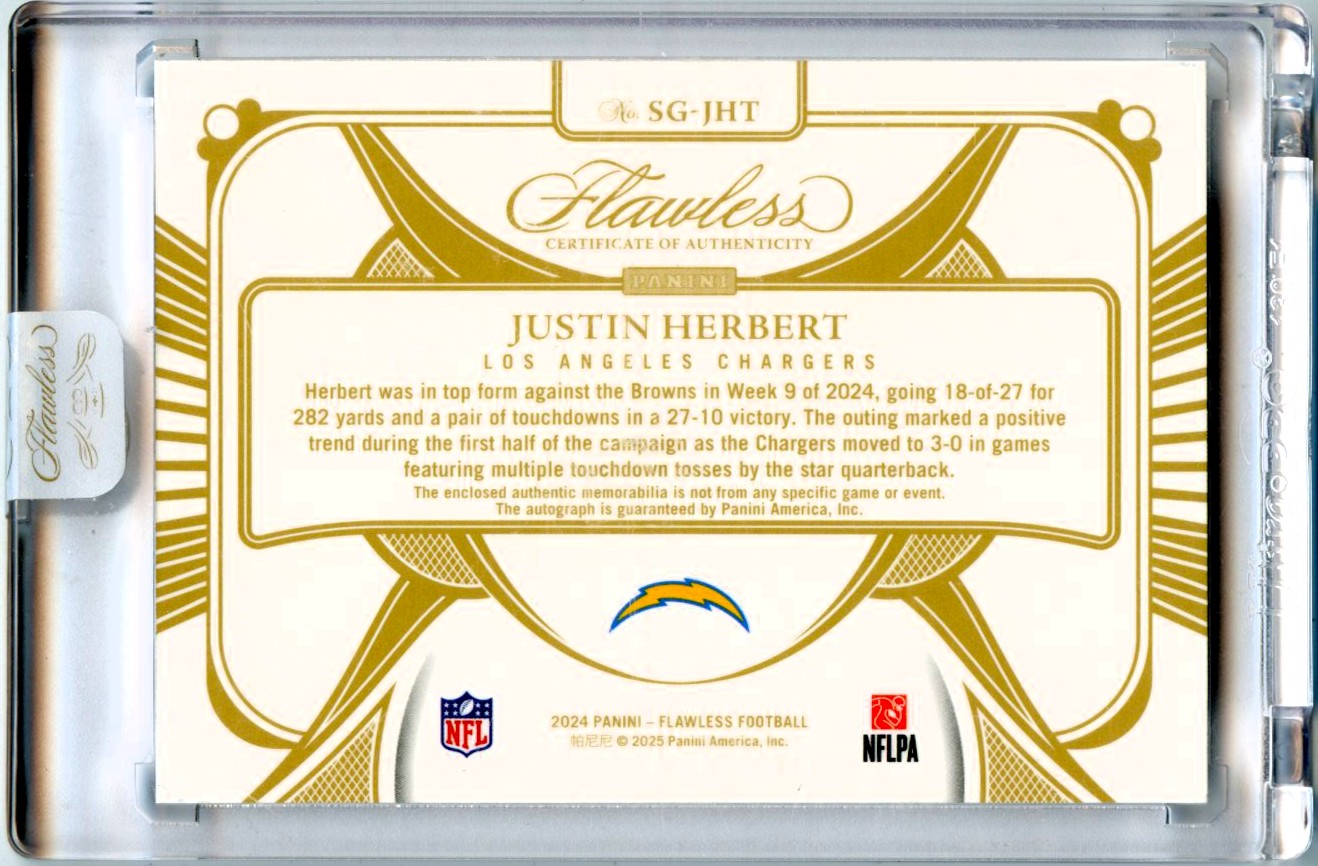 Justin Herbert 2024 Flawless Holo Silver Glove Patch Auto SP 7/10