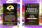 Blake Corum RC 2024 Panini Origins Purple Booklet Rookie Patch Auto SP 8/8