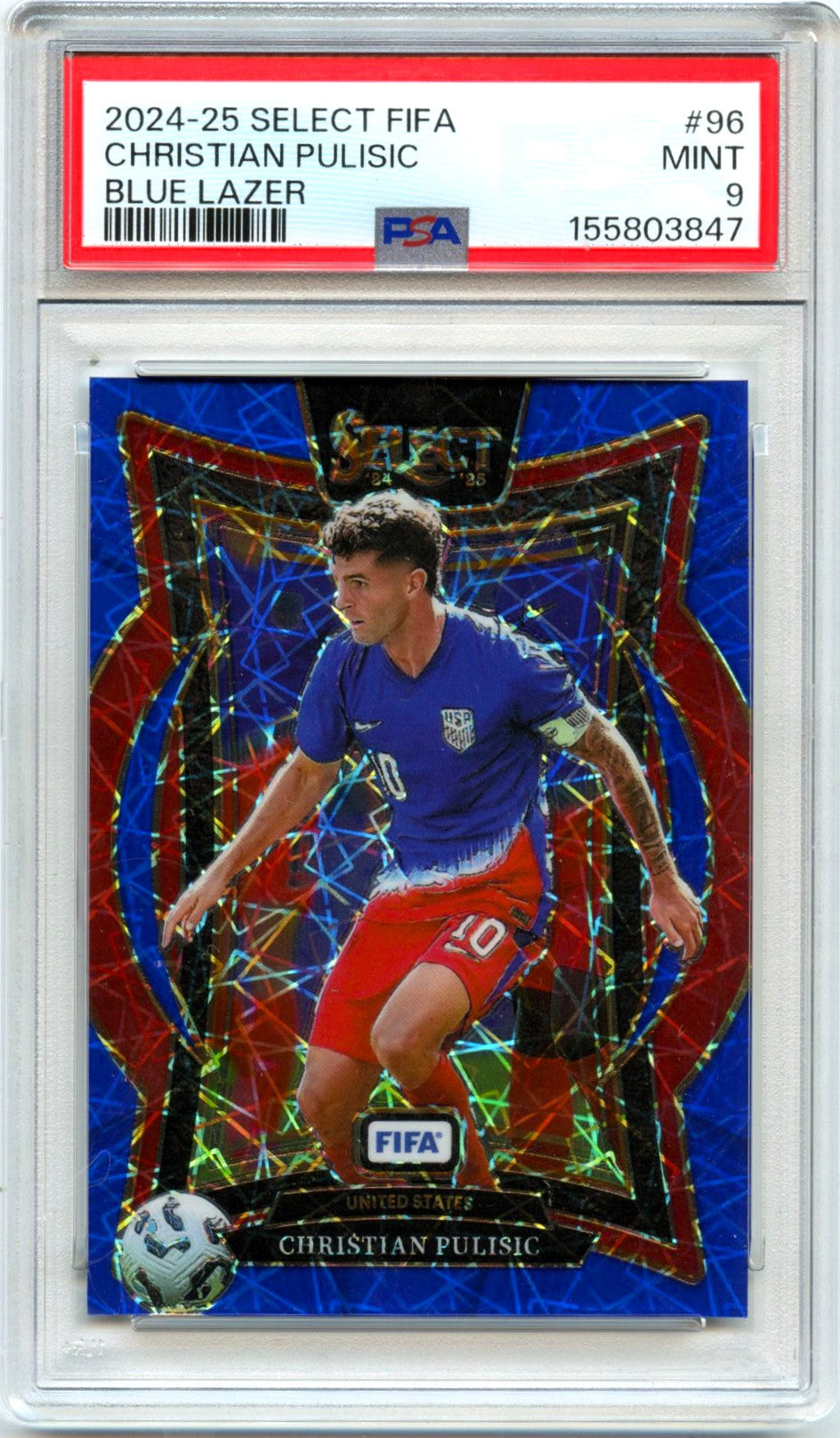 Christian Pulisic 2024-25 Panini Select Fifa Terrace Blue Lazer #96 PSA 9