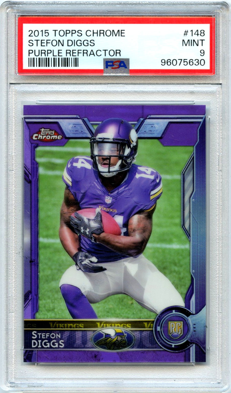 Stefon Diggs RC 2015 Topps Chrome Purple Refractor Rookie #148 PSA 9