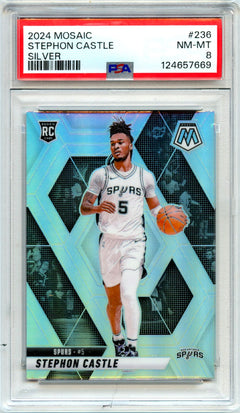 Stephon Castle RC 2024-25 Panini Mosaic Silver Prizm Rookie #236 PSA 8-1