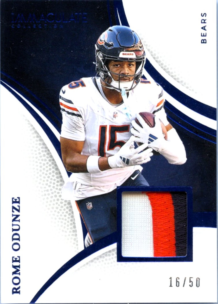 Rome Odunze 2025 Immaculate Blue Jersey Patch SP 16/50-1