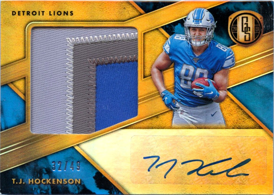 Tj Hockenson RC 2019 Panini Gold Standard Rookie Patch Auto SP 32/49-1