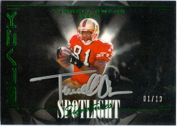 Product Terrell Owens 2024 Panini Black Green Spotlight Signatures Auto SP 1/10 Link