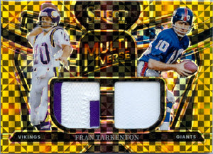 Fran Tarkenton 2023 Panini Select Gold Prizm Multi-Verse Dual Patch SP 6/10