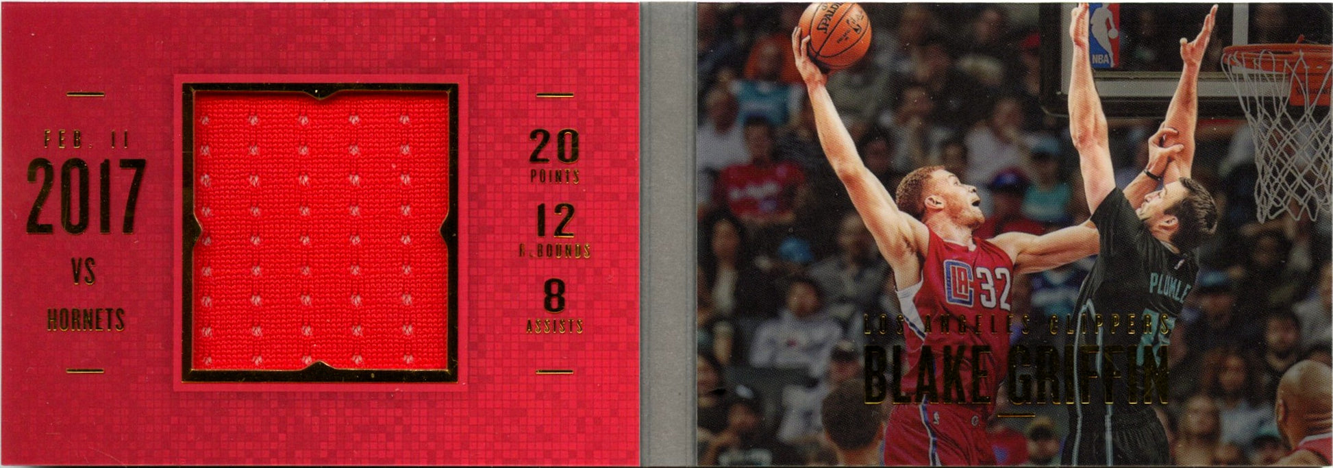 Blake Griffin 2016-17 Panini Preferred Stat Line Booklet Game Used Patch SP 75/149-1