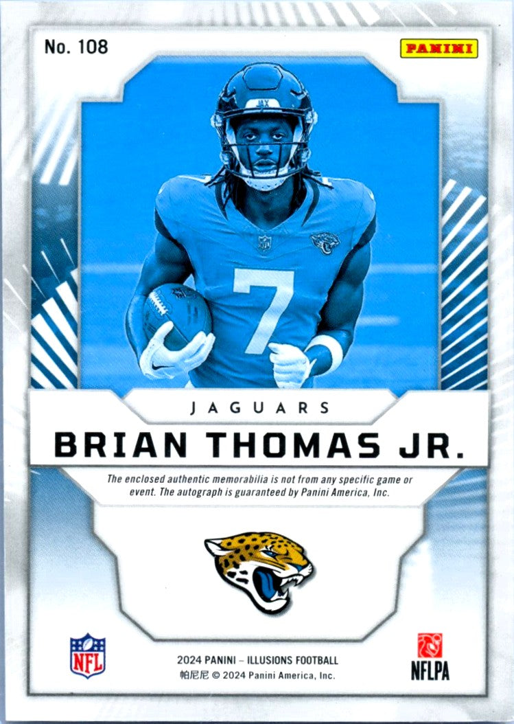 Brian Thomas Jr RC 2024 Panini Illusions First Impressions Rookie Patch Auto SP 23/299-2