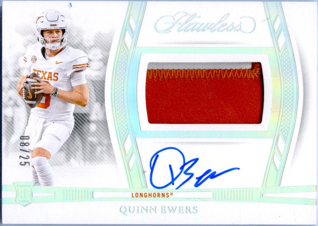 Quinn Ewers RC 2025 Flawless Collegiate Holo Silver Rookie Patch Auto SP 8/25