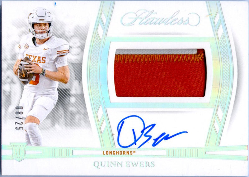 Quinn Ewers RC 2025 Flawless Collegiate Holo Silver Rookie Patch Auto SP 8/25-1