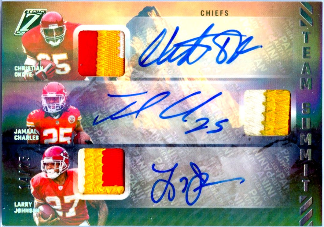 Okoye Charles Johnson 2023 Panini Zenith Team Summit Triple Patch Auto SP 14/25-1