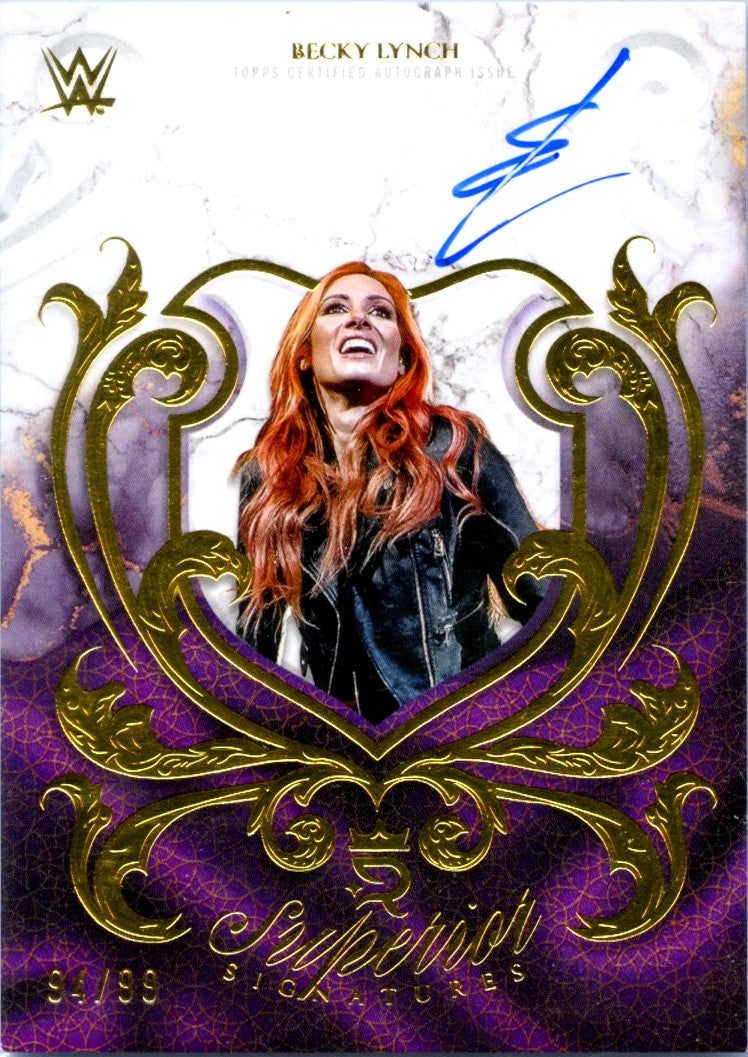 Becky Lynch 2025 Topps Royalty WWE Purple Superior Auto SP 94/99-1