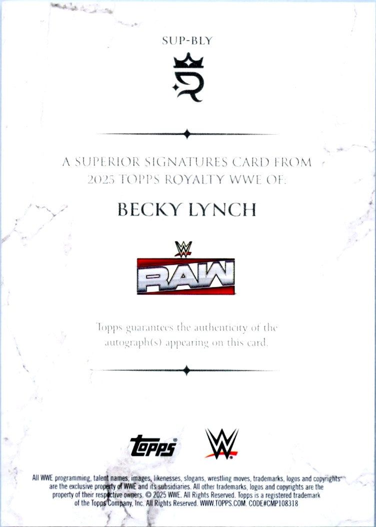 Becky Lynch 2025 Topps Royalty WWE Purple Superior Auto SP 94/99-2