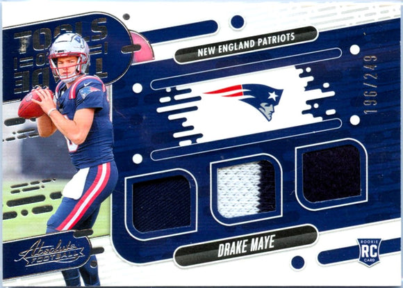 Drake Maye RC 2024 Panini Absolute Tools Of The Trade Rookie Triple Patch SP 196/249