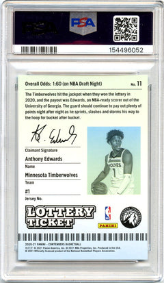 Anthony Edwards RC 2020-21 Panini Contenders Lottery Ticket Rookie #11 PSA 9-2