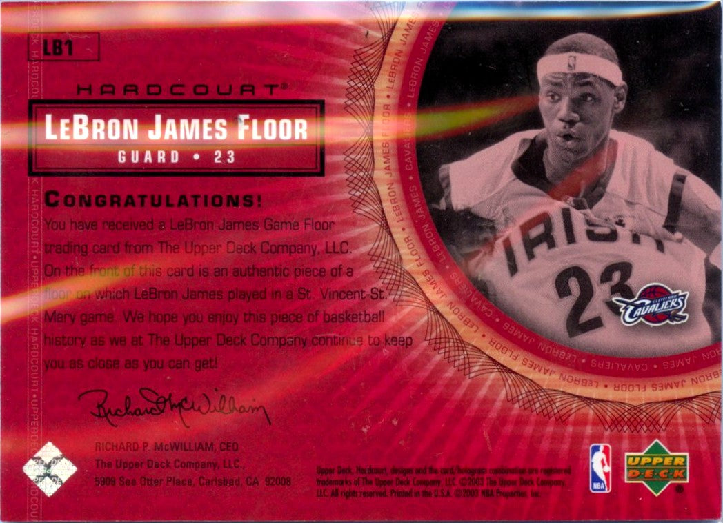 Lebron James 2003-04 Upper Deck Hardcourt Game Used Court Piece Rookie-2