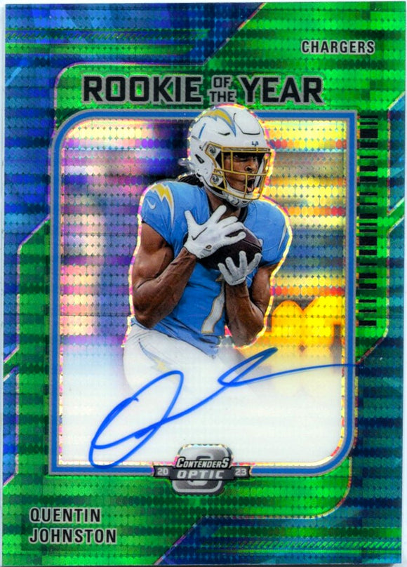 Product Quentin Johnston RC 2023 Contenders Optic Green Pulsar Rookie Of The Year Auto SP 27/30 Link